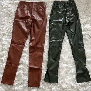 Leather pants brown and army greem